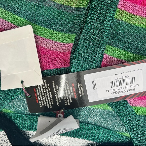 NWT Happy Sheep Christmas Ugly Sweater Glitter Metallic Striped Light Cardigan M - Picture 5 of 8